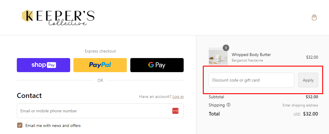How do I use my Keeper's Collective discount code?