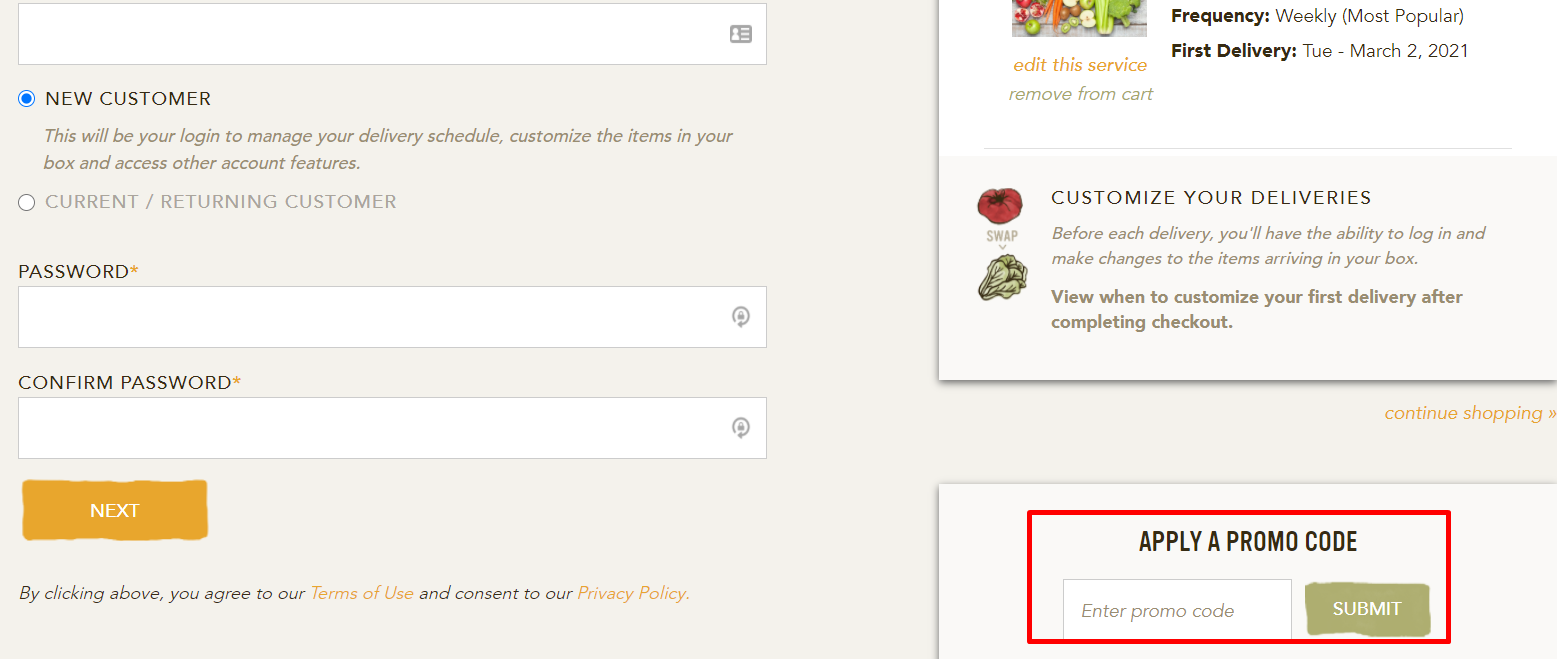 How do I use my Farm Fresh To You promo code?