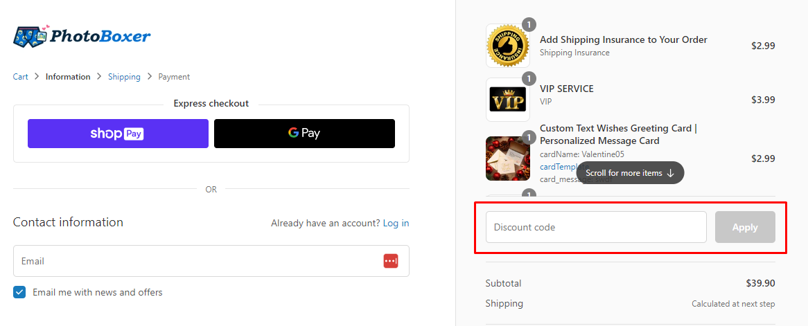 How do I use my PhotoBoxer discount code?