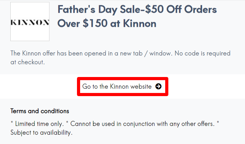 Kinnon Coupon Code AU LC Site