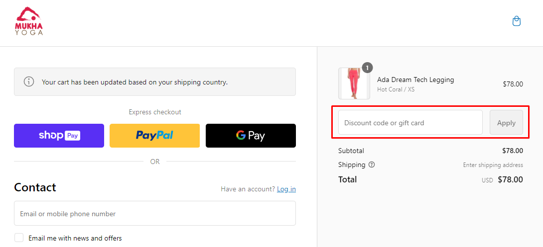 How do I use my Mukha Yoga discount code?