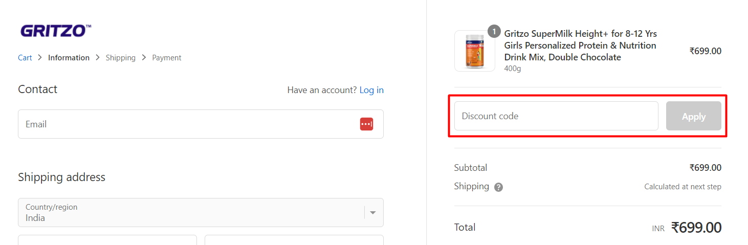 How do I use my Gritzo discount code?