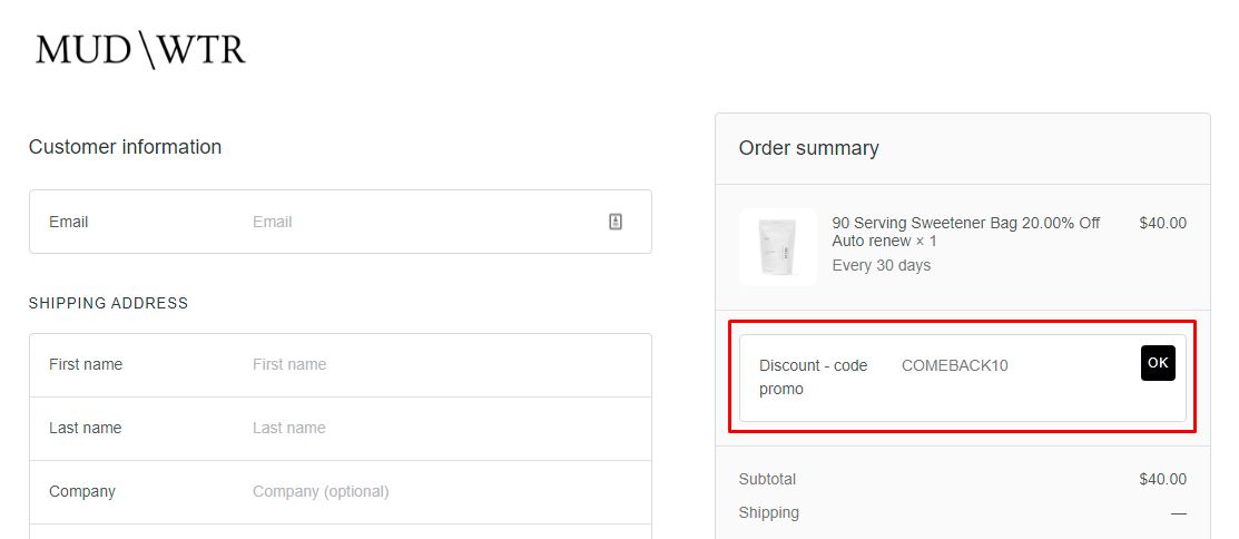 How do I use my MUD\WTR discount code?