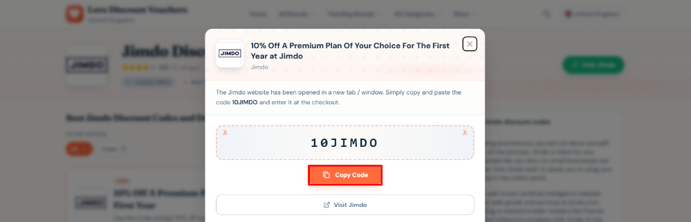 A Jimdo voucher code on Love Discount Vouchers
