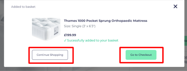 Highlighted red box where customers can enter their Happy Beds discount code