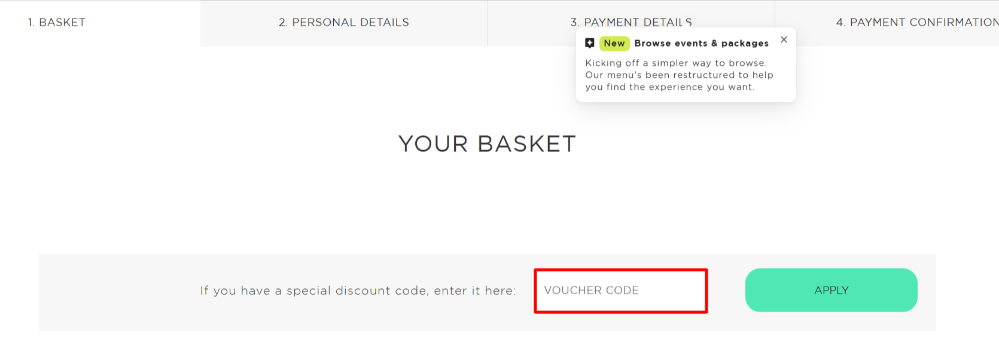 Applying a Keith Prowse discount code at checkout