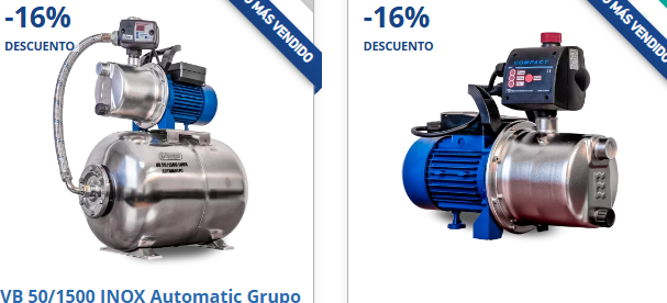 descuentos y ofertas en bombas de agua de la web de elpumps