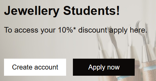 The Cooksongold student discount page banner from their website.