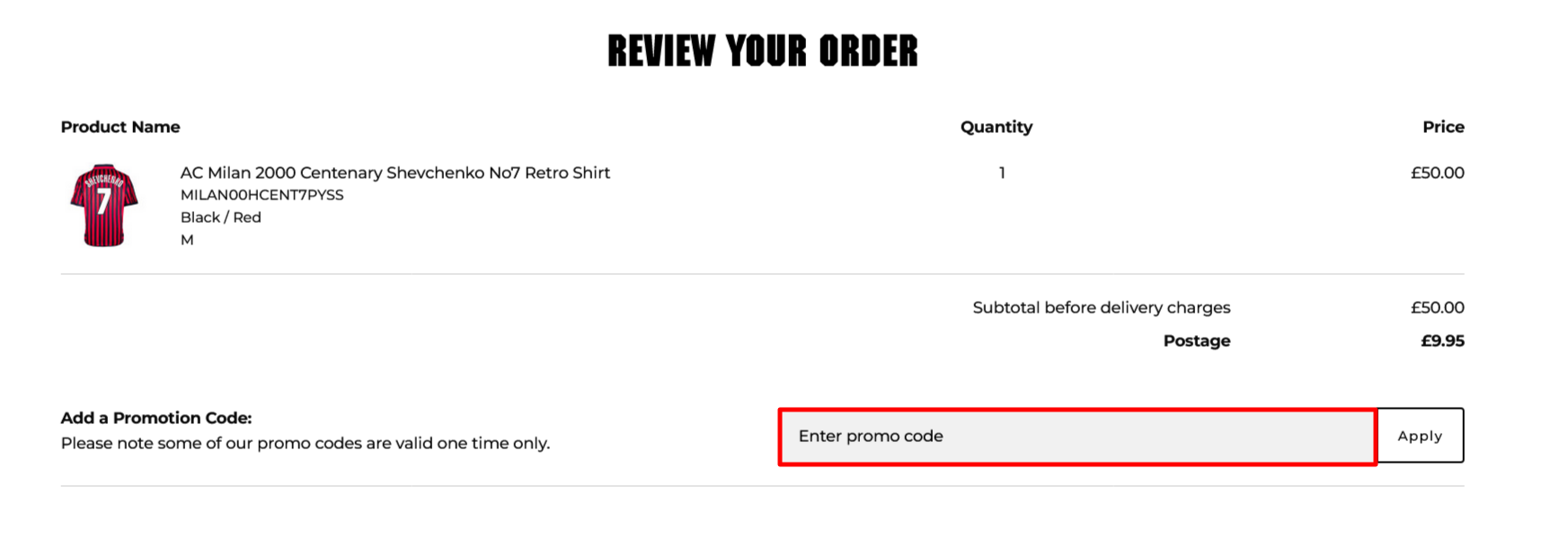 The checkout page for 3Retro, where you paste the code