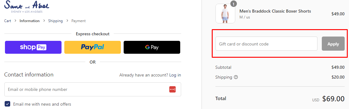 How do I use my Sant and Abel discount code?