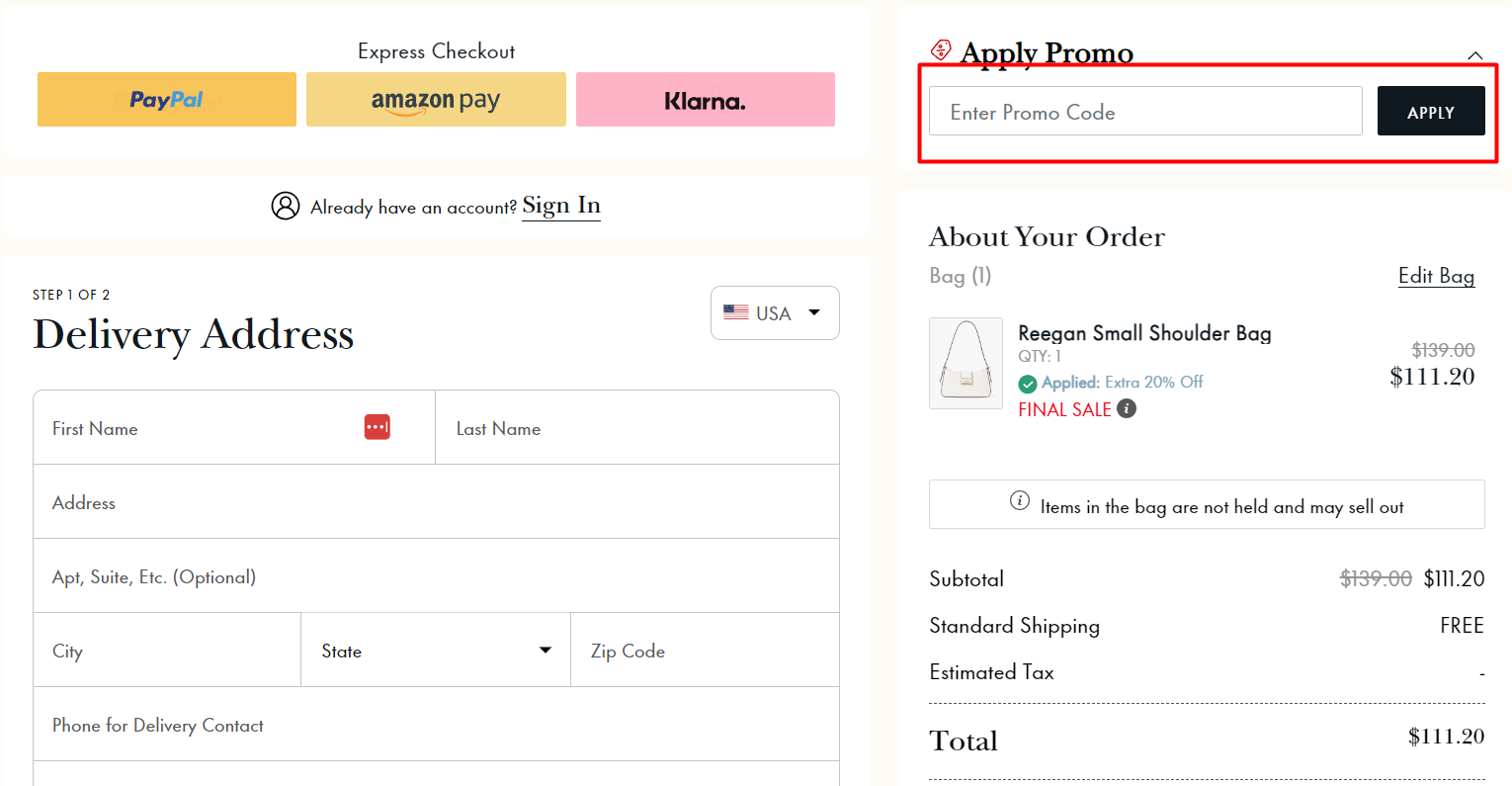 How do I use my Kate Spade Outlet promo code?