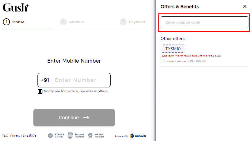 How do I use my Gush Beauty coupon code?