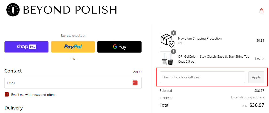 How do I use my Beyond Polish discount code?