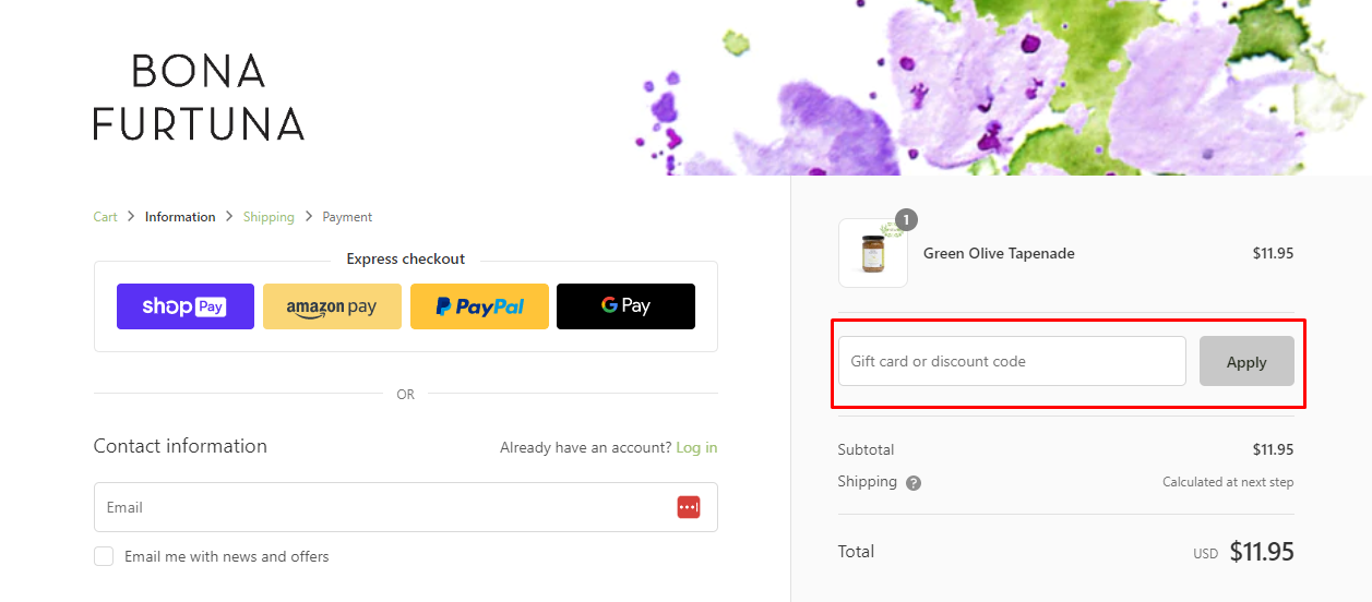 How do I use my Bona Furtuna discount code?