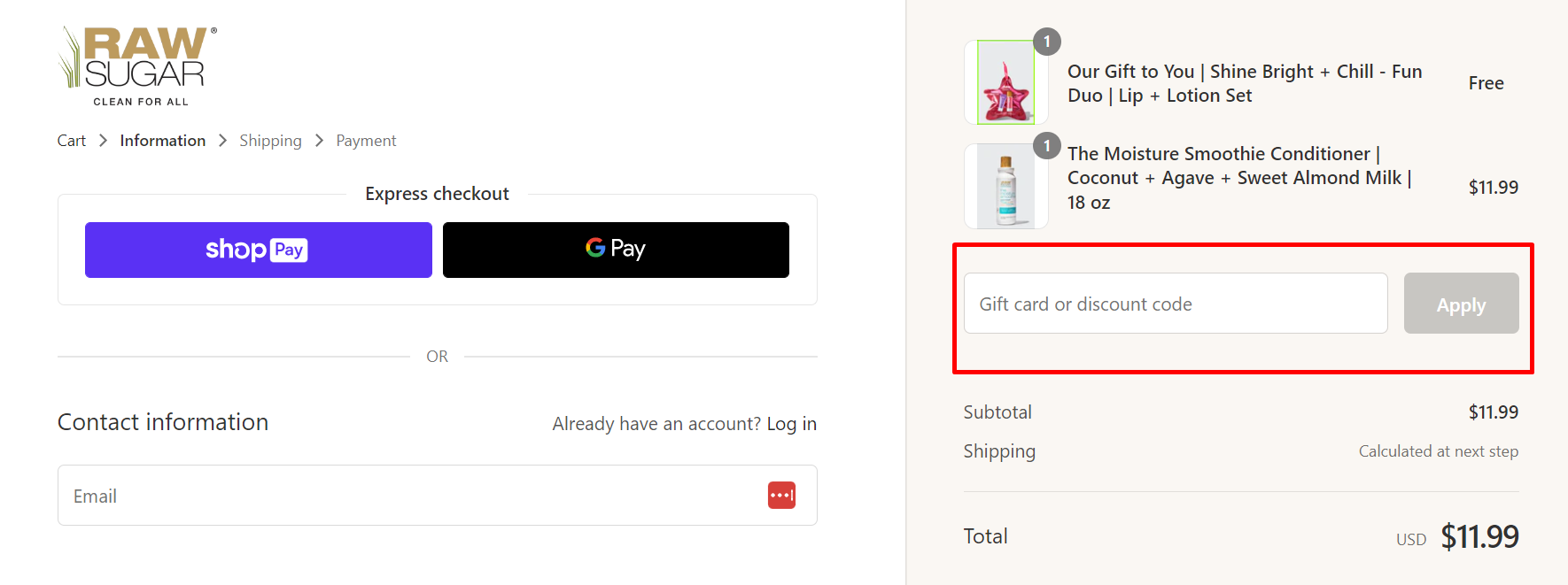 How do I use my Raw Sugar discount code?