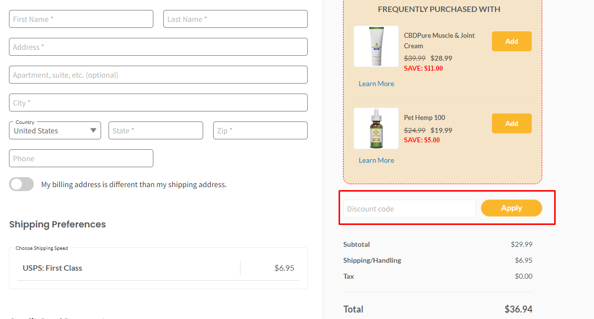 How do I use my CBDPure discount code?