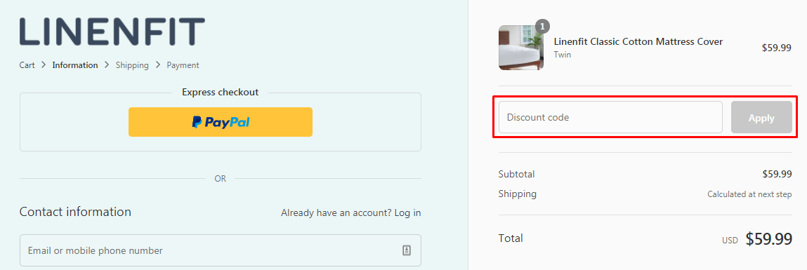 How do I use my LinenFit discount code?