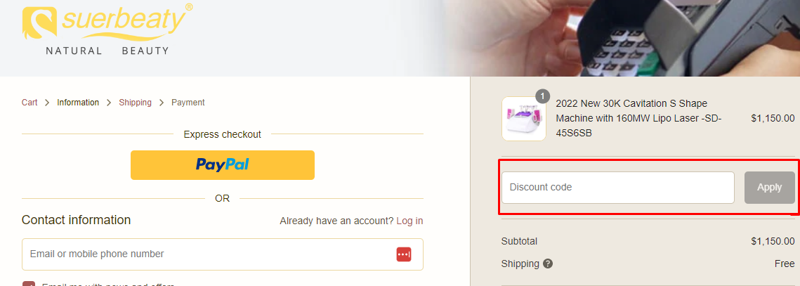 How do I use my Suerbeaty discount code?