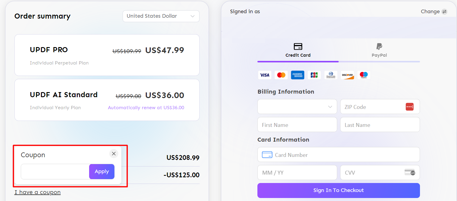 How do I use my UPDF coupon code?