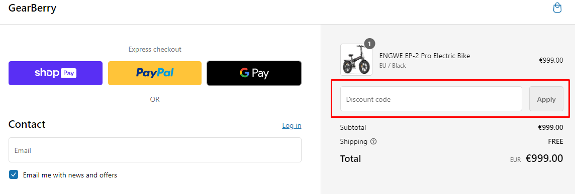 How do I use my GearBerry discount code?