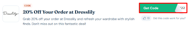 A box will revealed the Dresslily voucher code