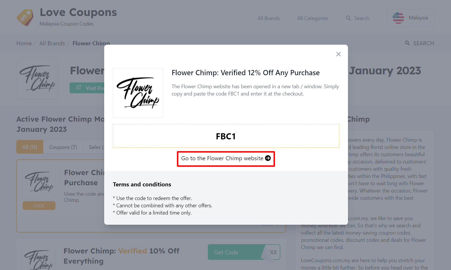 flower chimp love coupon page
