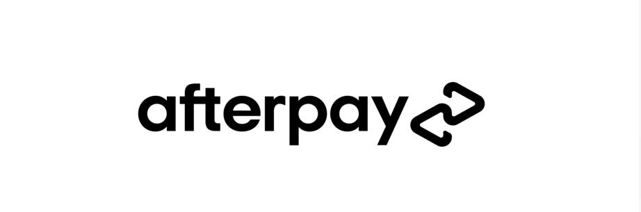 ]White background showing an AfterPay logo with text written in small caps and in black