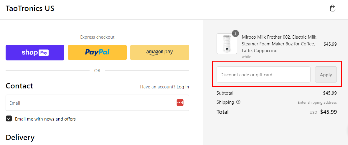 How do I use my TaoTronics discount code?