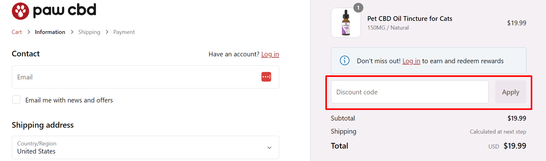 How do I use my Paw CBD discount code?
