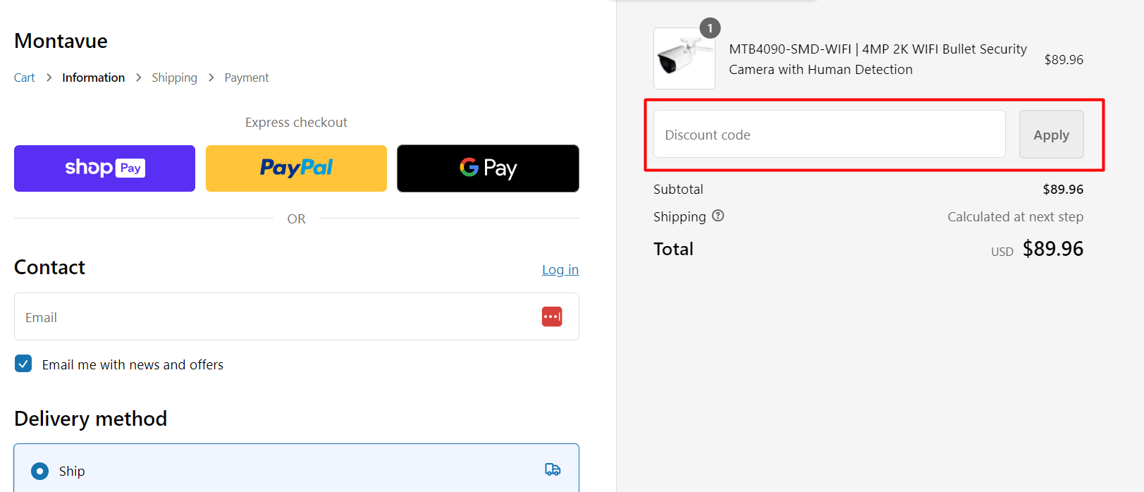 How do I use my Montavue discount code?