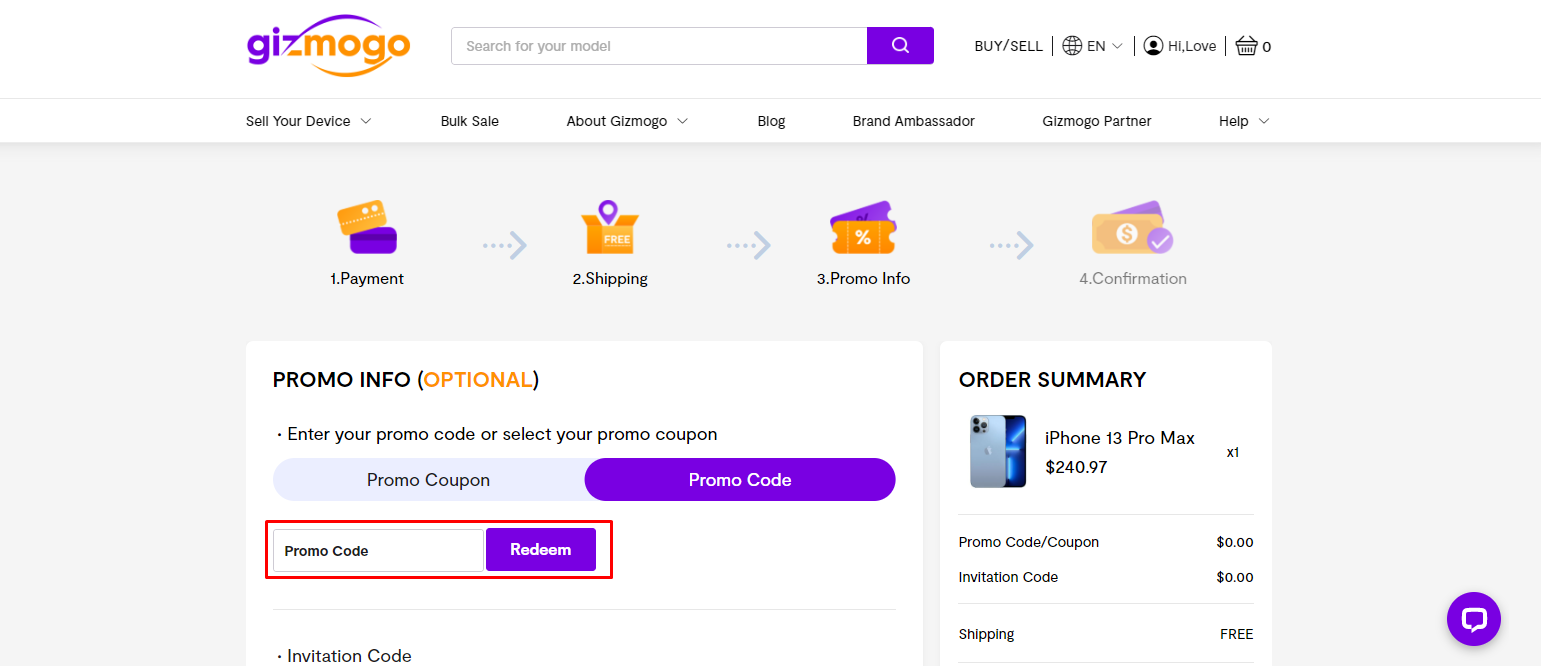 How do I use my Gizmogo promo code?