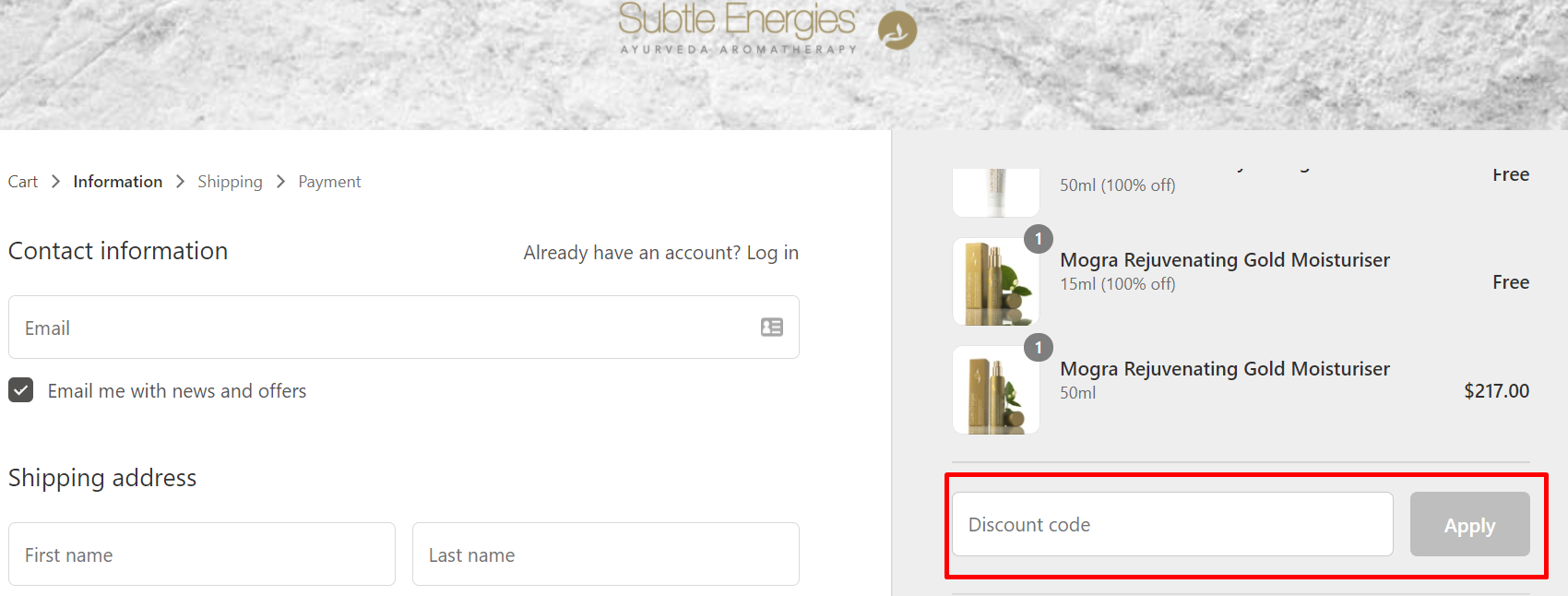 How do I use my Subtle discount code?