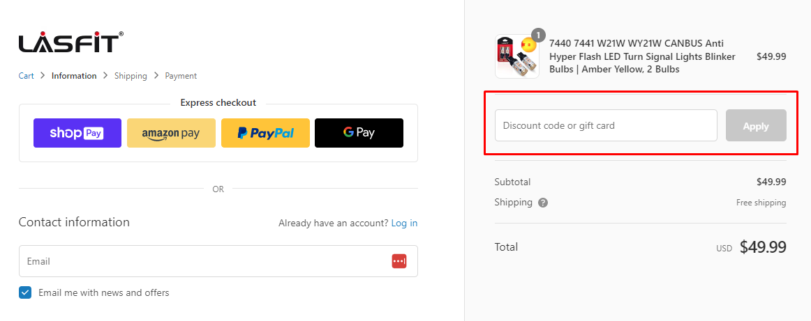 How do I use my Lasfit discount code?