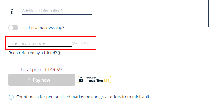 How do I use my minicabit promo code?