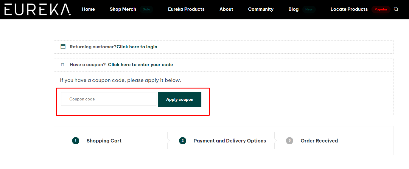 How do I use my EUREKA coupon code?