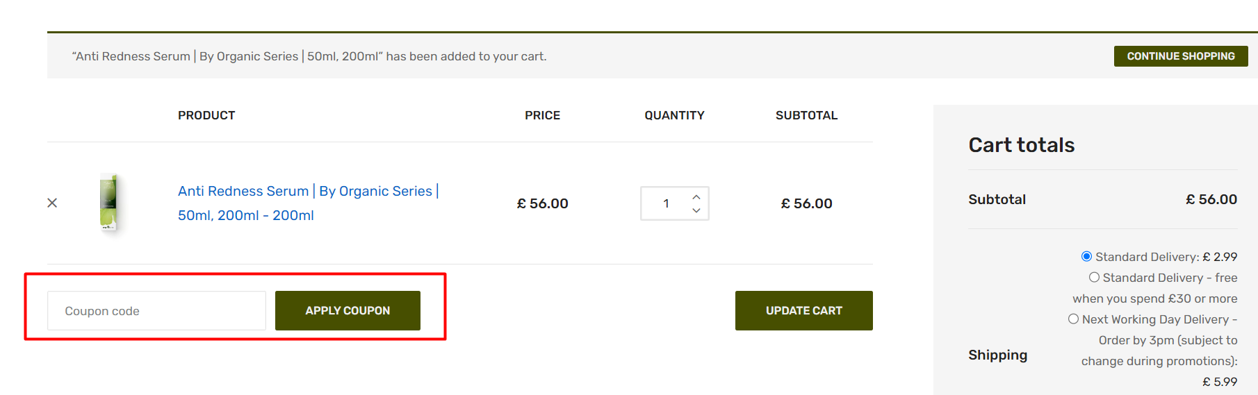 How do I use my Organic Series coupon code?