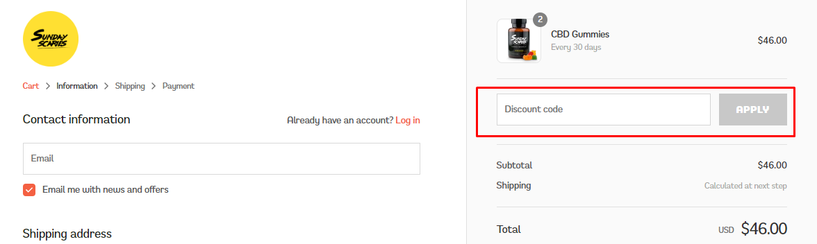 How do I use my Sunday Scaries discount code?