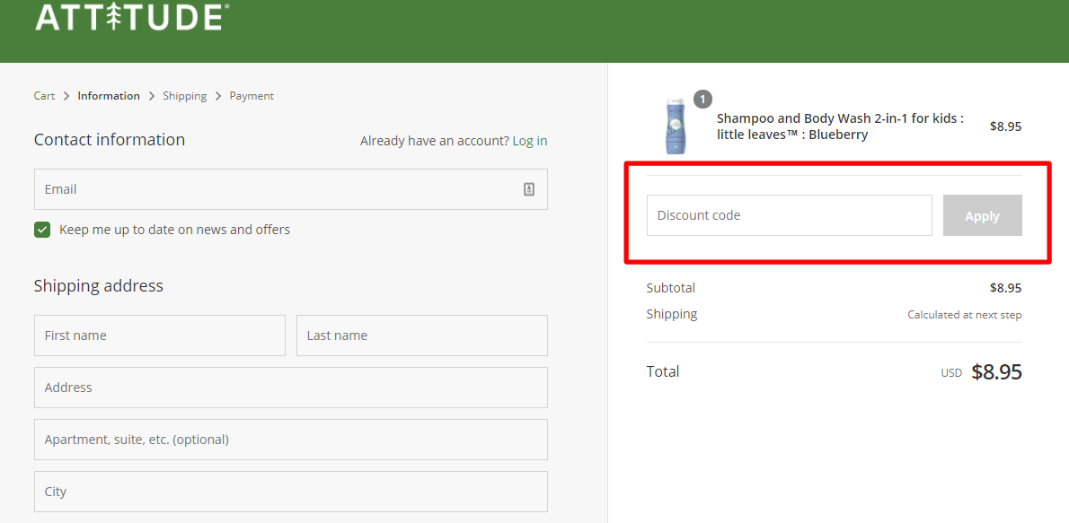 How do I use my ATTITUDE discount code?