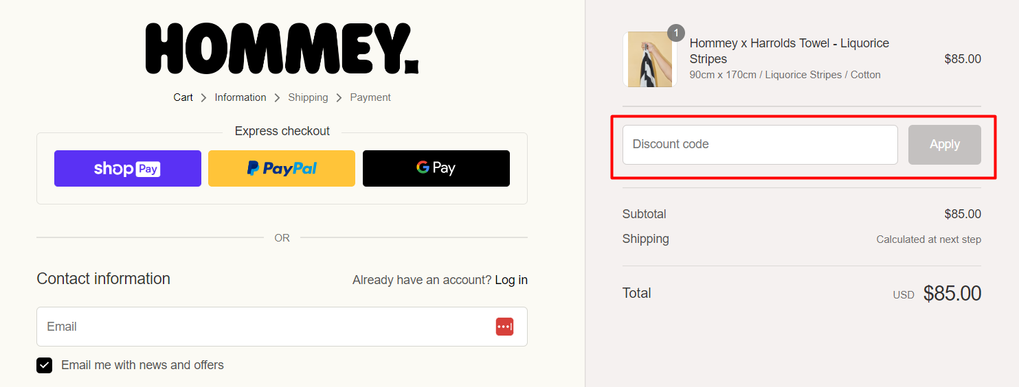 How do I use my Hommey discount code?