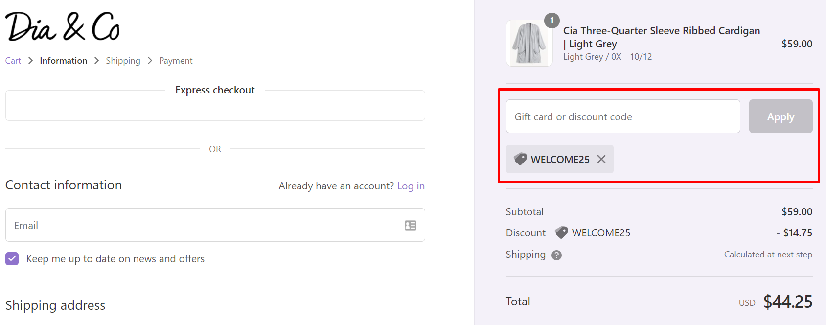 How do I use my Dia & Co discount code?