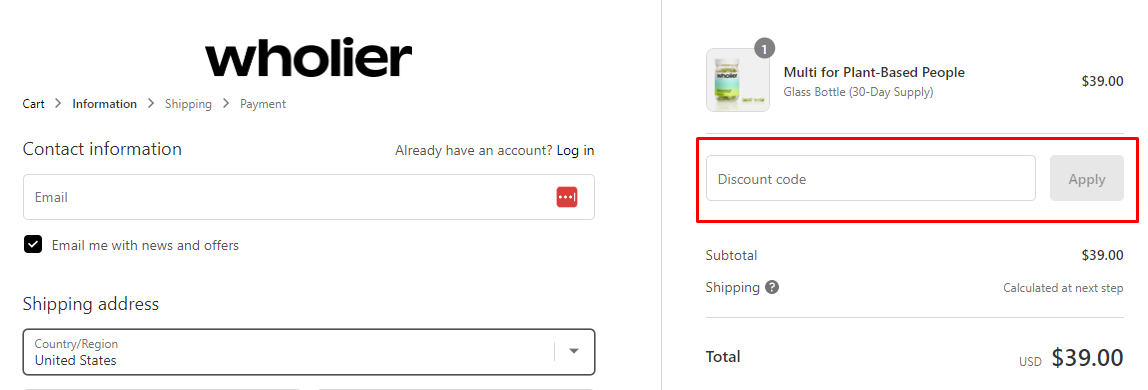 How do I use my Wholier discount code?