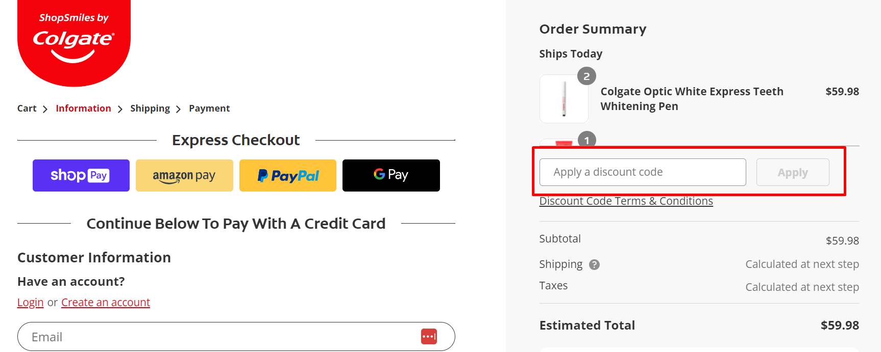 How do I use my Colgate discount code?