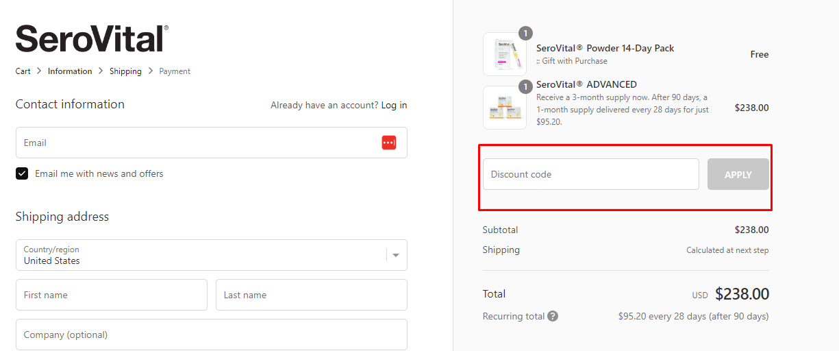 How do I use my SeroVital discount code?