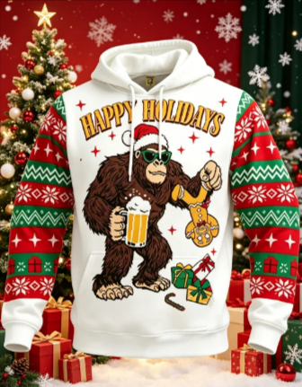 A Hardaddy Christmas Santa bigfoot beer Kangaroo-Pocket hoodie sweatshirt