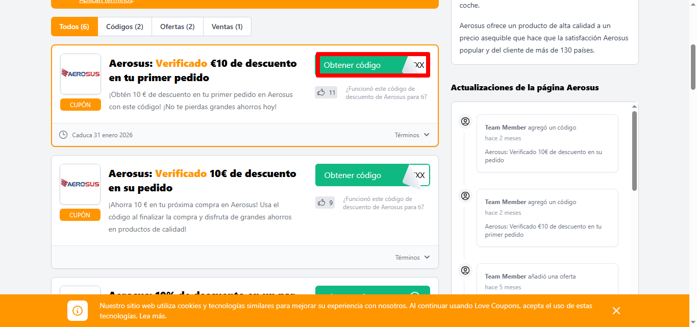 cuadro rojo del código para obtener de la marca