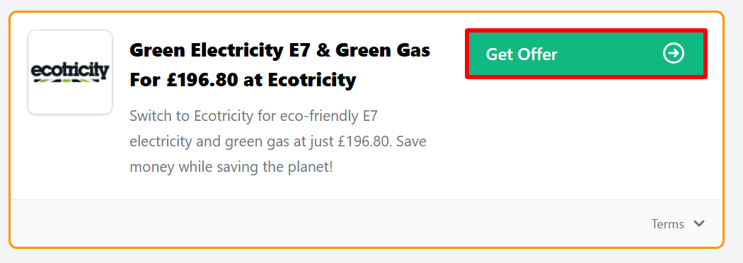 The Love Discount Vouchers page showing Ecotricity offers you can use to save on your purchase