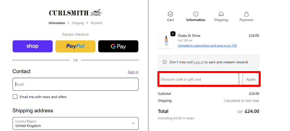 Paste your code in the red box and click 'Apply' to redeem it