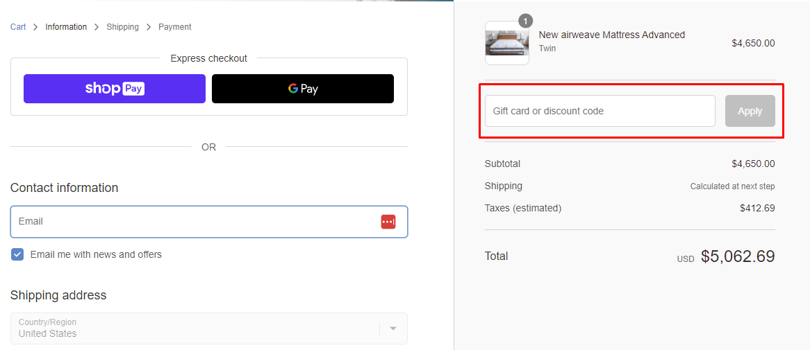 How do I use my Airweave discount code?