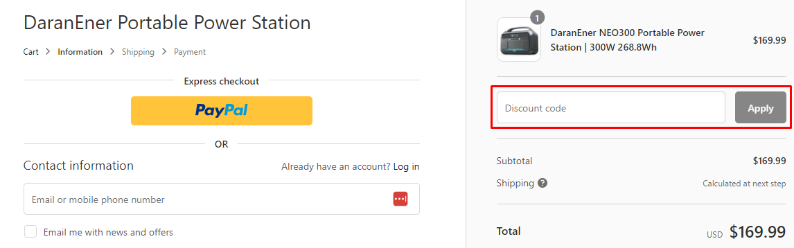 How do I use my DaranEner discount code?