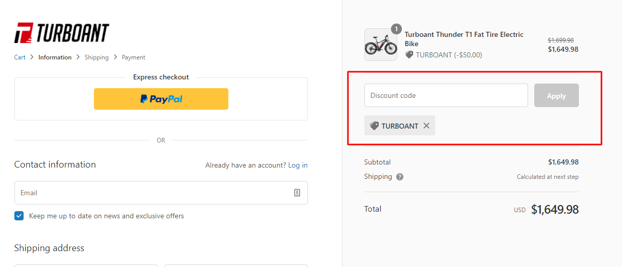 How do I use my Turboant discount code?